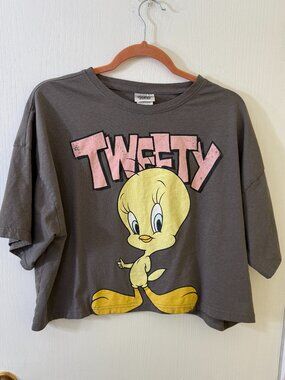 Vintage Style Looney Tunes Tweety Bird Graphic Crop Tee L/G